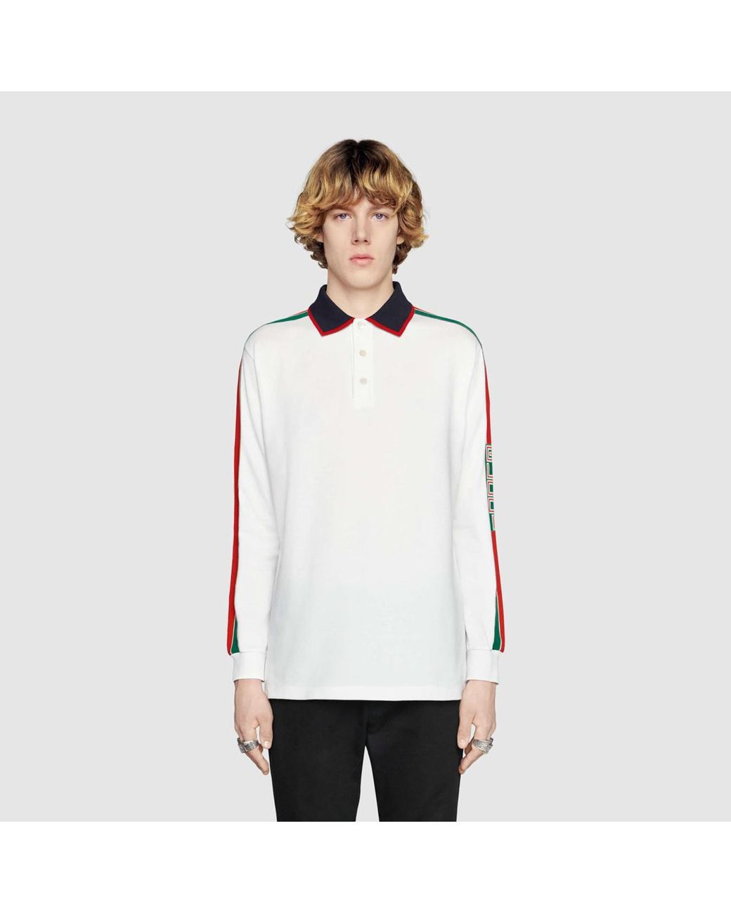 Gucci Multicolor Cotton Polo With Stripe for men