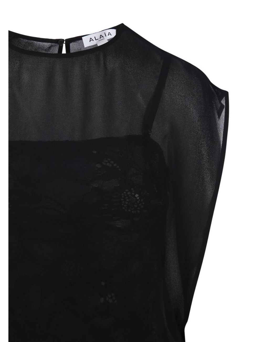 Alaïa Black Alaïa Georgette Bodysuit Top