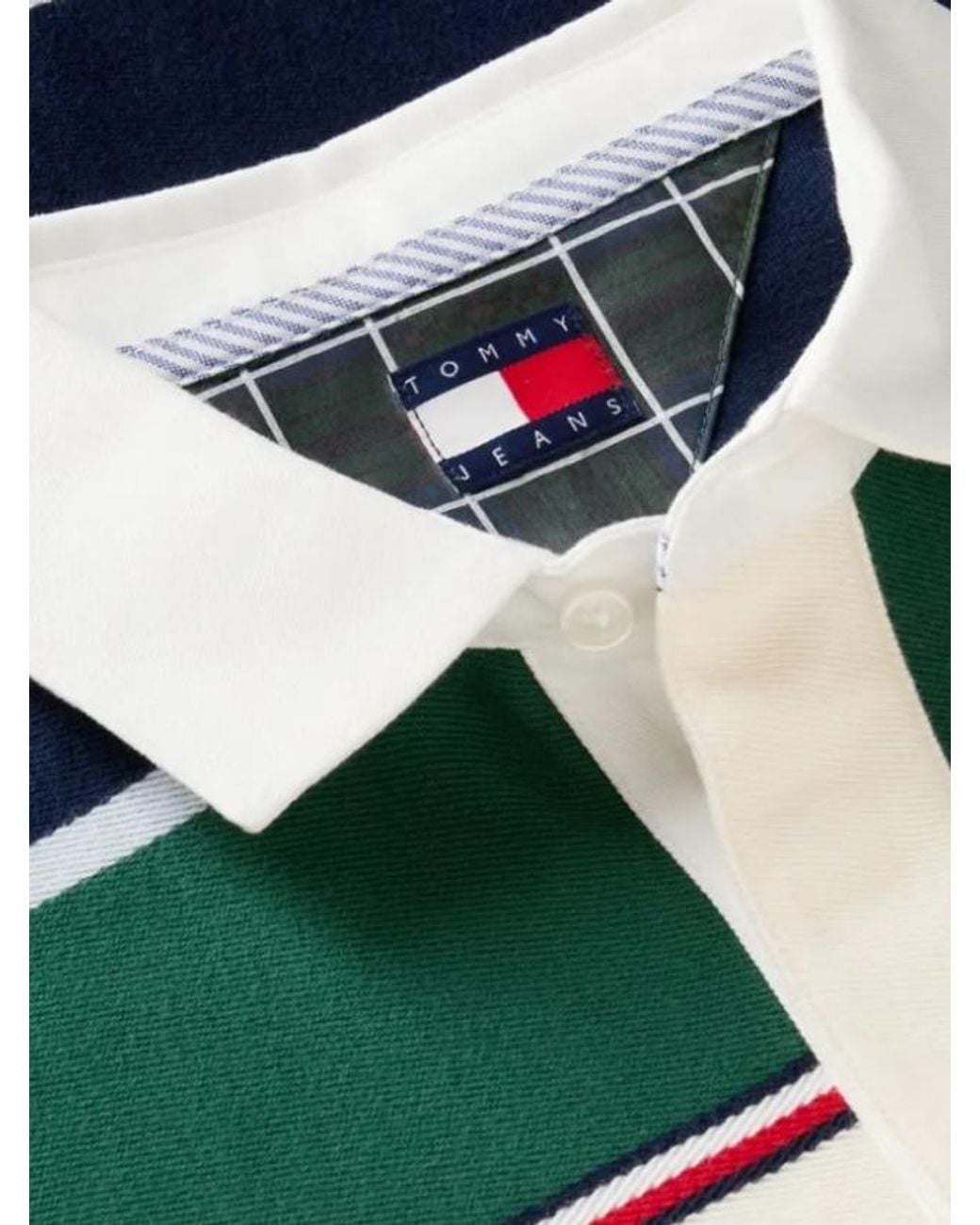 Tommy Hilfiger Green Relaxed Fit Rugby Stripe Long Sleeve Polo Shirt for men