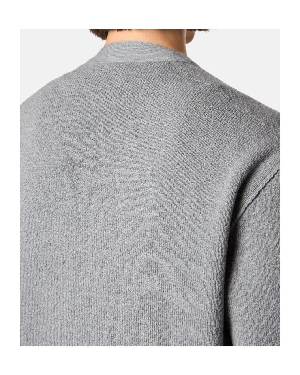 Stone Island Gray Loose-Fit V-Neck Cardigan With Pockets for men