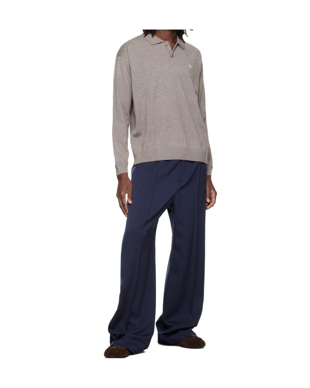 Maison Kitsuné Brown Long-Sleeve Polo Shirt for men
