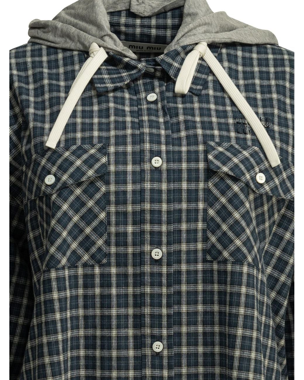 Miu Miu Gray Checked Flannel Shirt