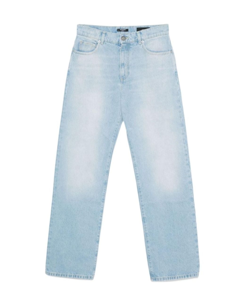 Balmain Blue Straight Leg Washed Denim Jeans for men