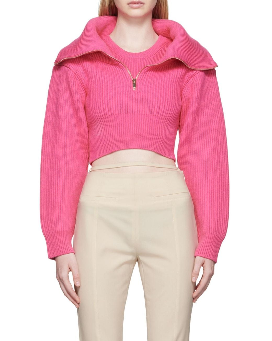 Jacquemus Pink Risoul Double Collar Sweater