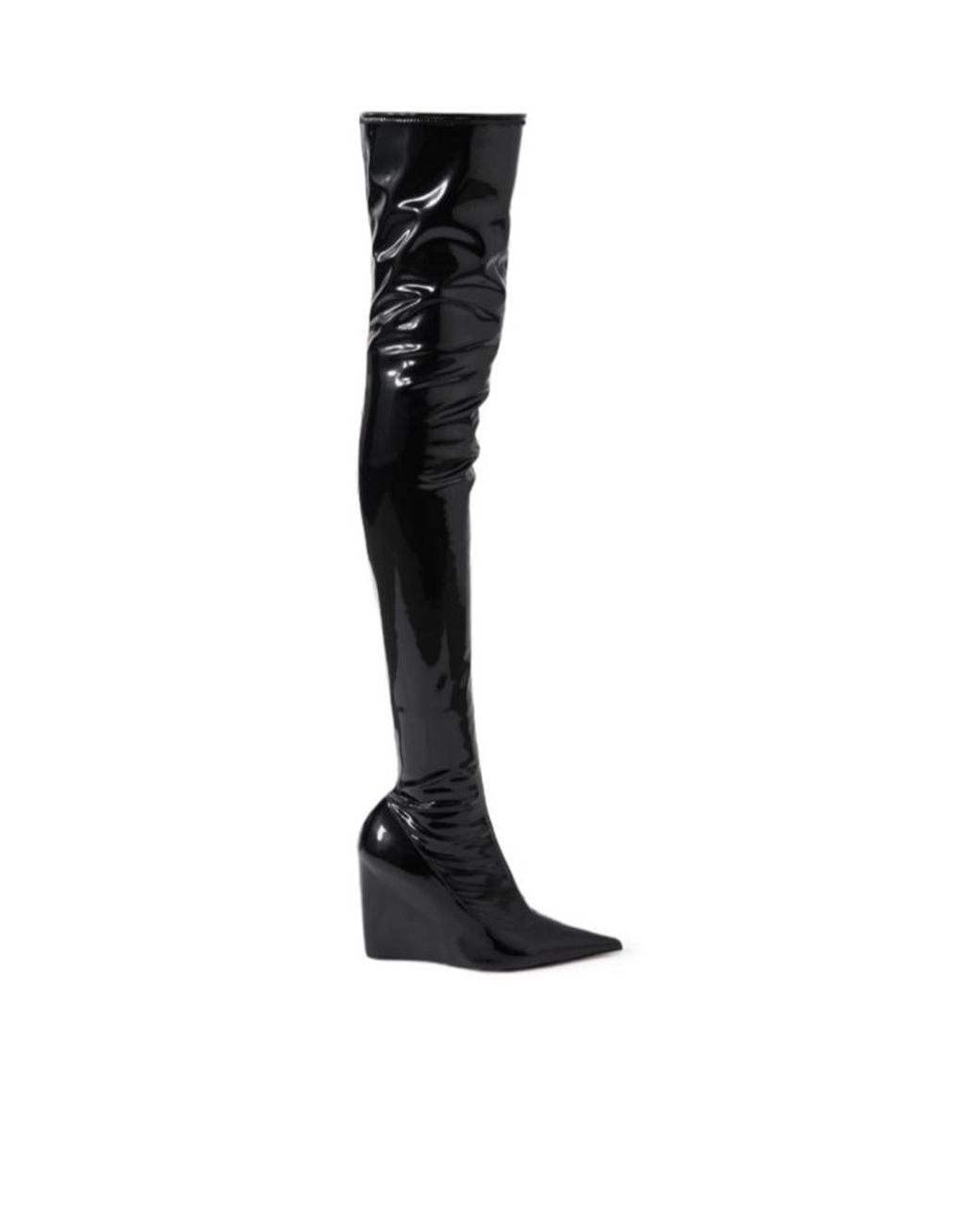 AMINA MUADDI Black Stretch-Latex Wedge Thigh Boots