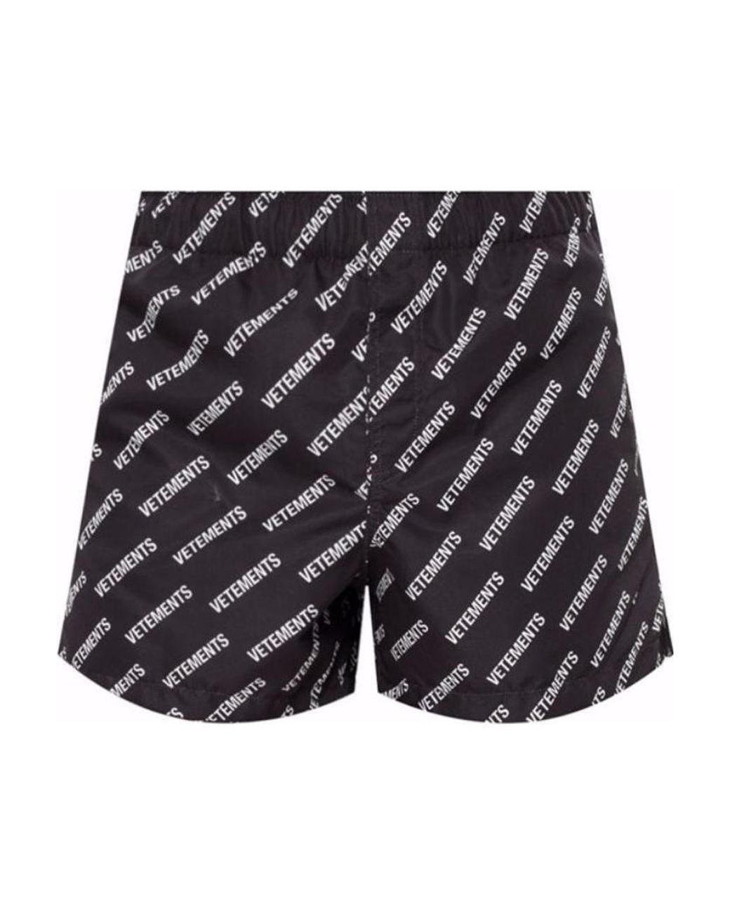 Vetements Black Logo Printed Beach Pants for men