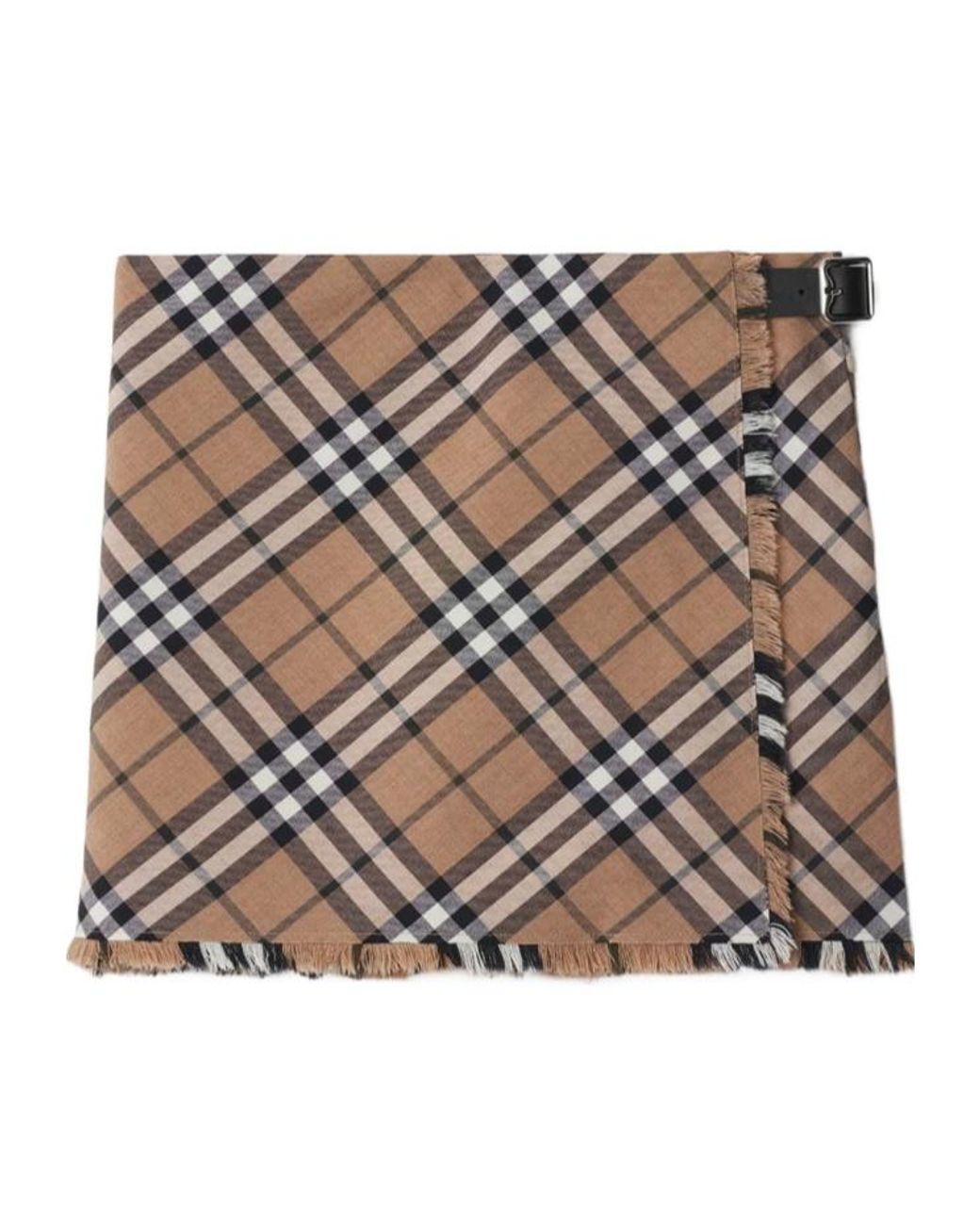 Burberry Brown Checked Pleated Mini Skirt
