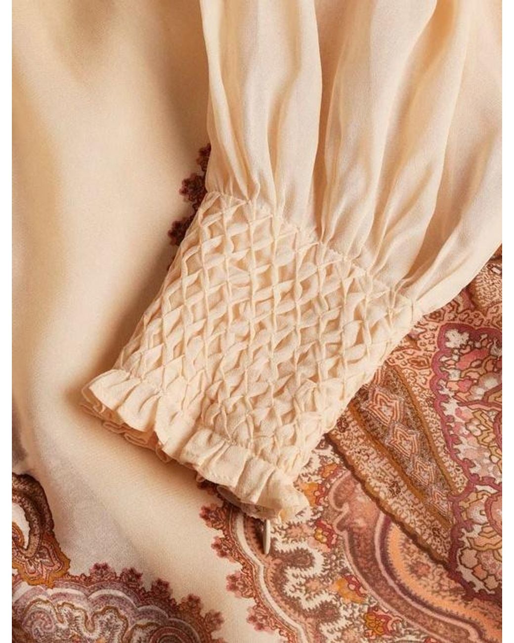 Zimmermann Natural Ascent Smocked Midi Dress
