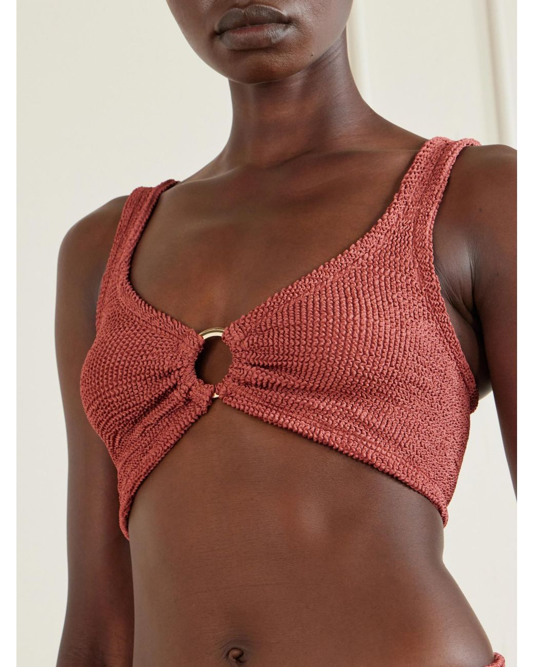 Hunza G Red Embellished Original Crinkle? Bikini
