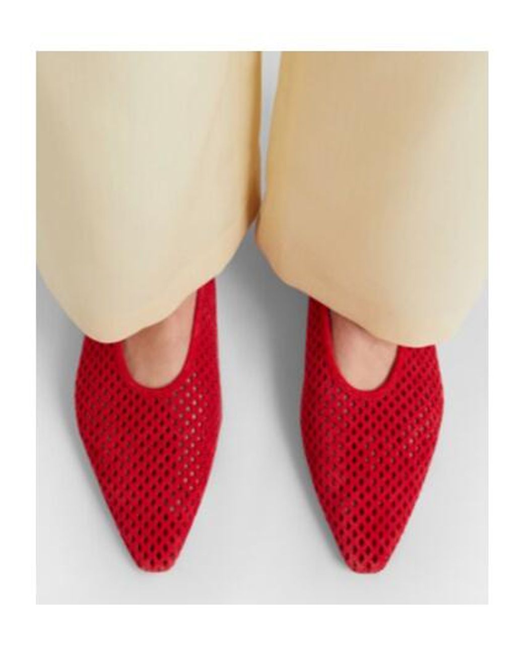 Jil Sander Red Perforated Suede Ballet Flats