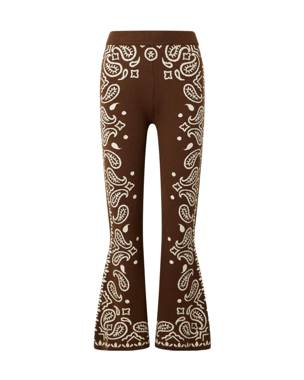Farm Rio Brown Jacquard-Knit Flared Pants