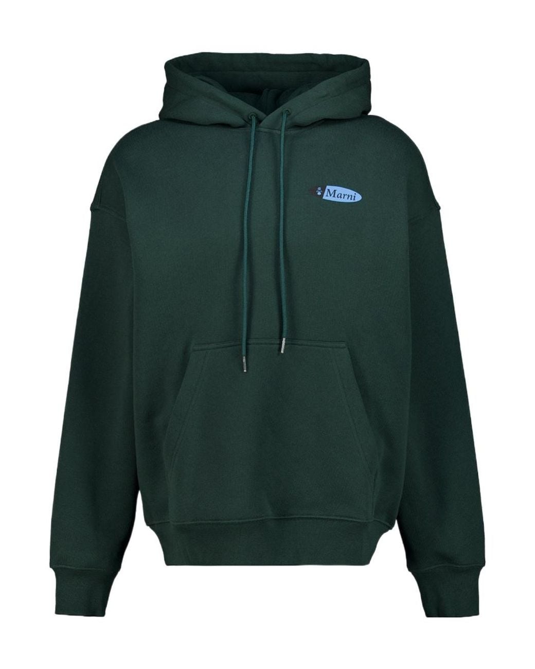 Marni Green Drawstring Hooded Sweatshirt for men