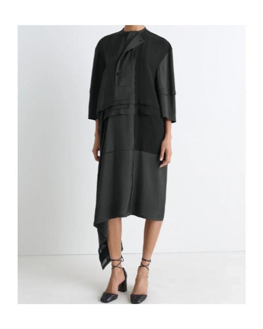 Lemaire Black Asymmetrical Pleated Blouse Dress