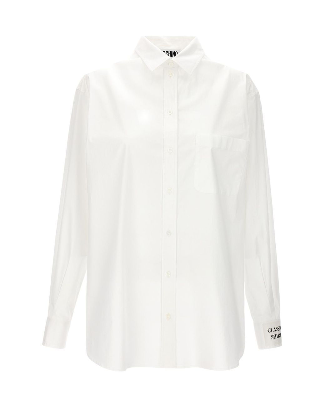 Moschino White Poplin Collared Short-Sleeve Shirt