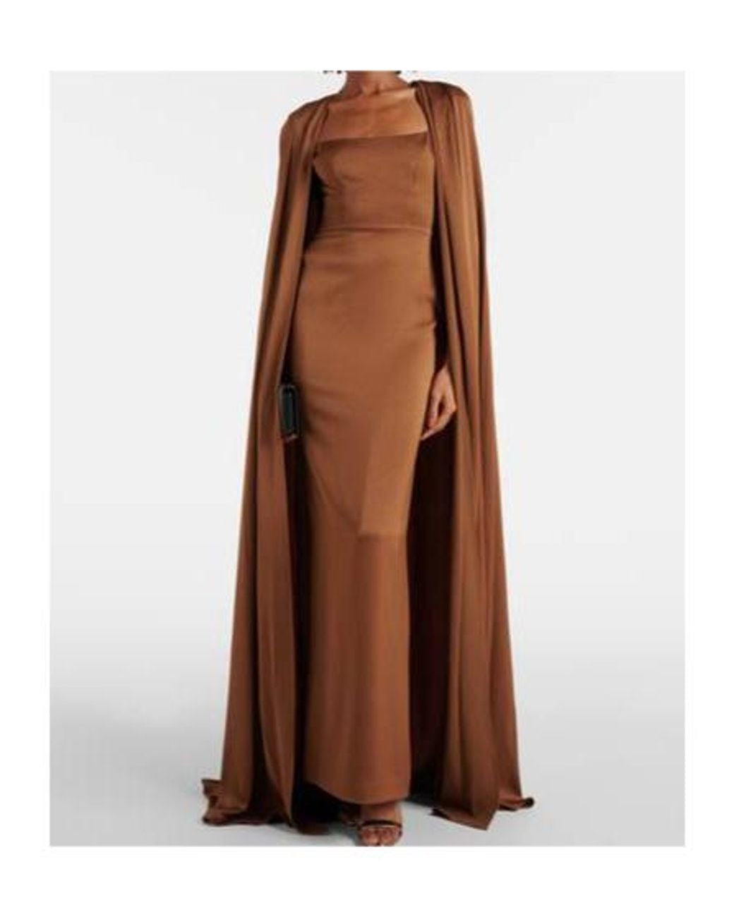 Alex Perry Brown Caped Satin Gown