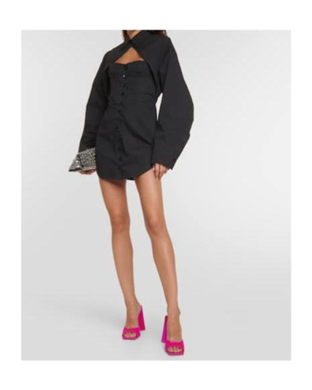 The Attico Black Cutout Cotton-Blend Minidress