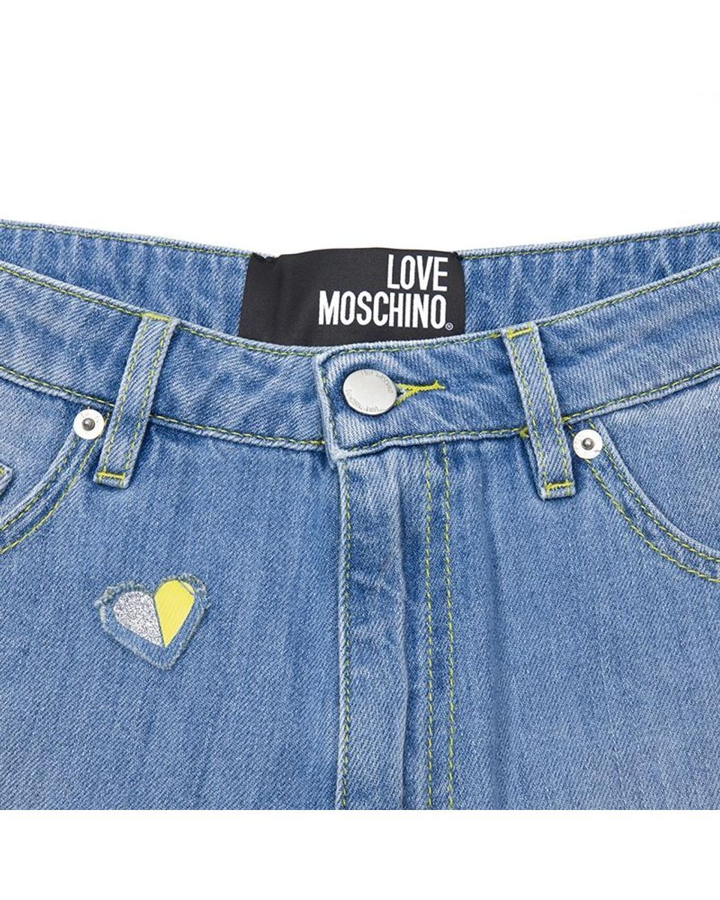 Moschino Blue Printed Denim Shorts