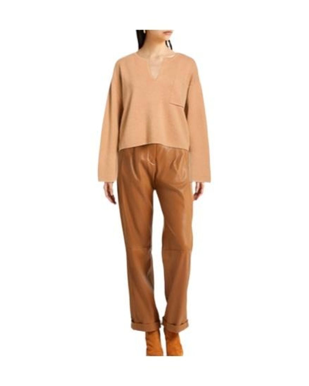 Max Mara Natural Solid-Color Knitted Top