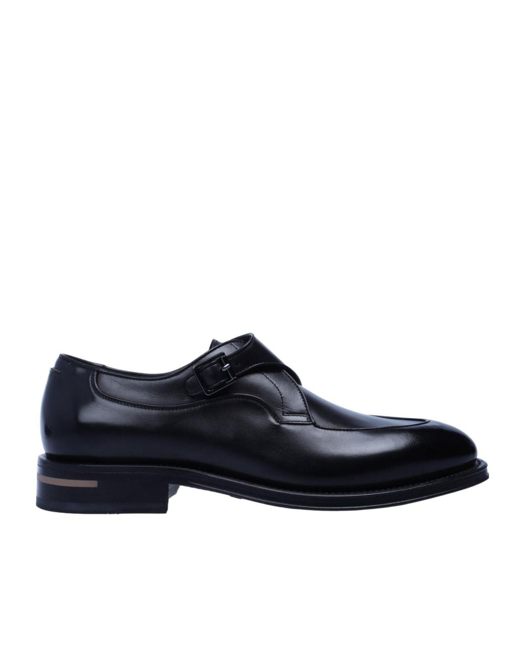 Boss Blue Polished Leather Monk Shoe for men