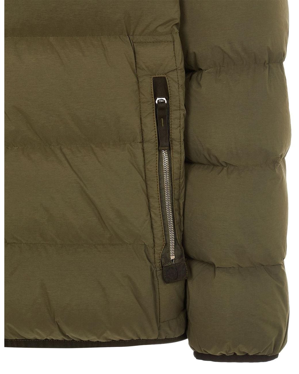 Stone Island Green Compass Patch Zip-Up Puffer Jacket for men