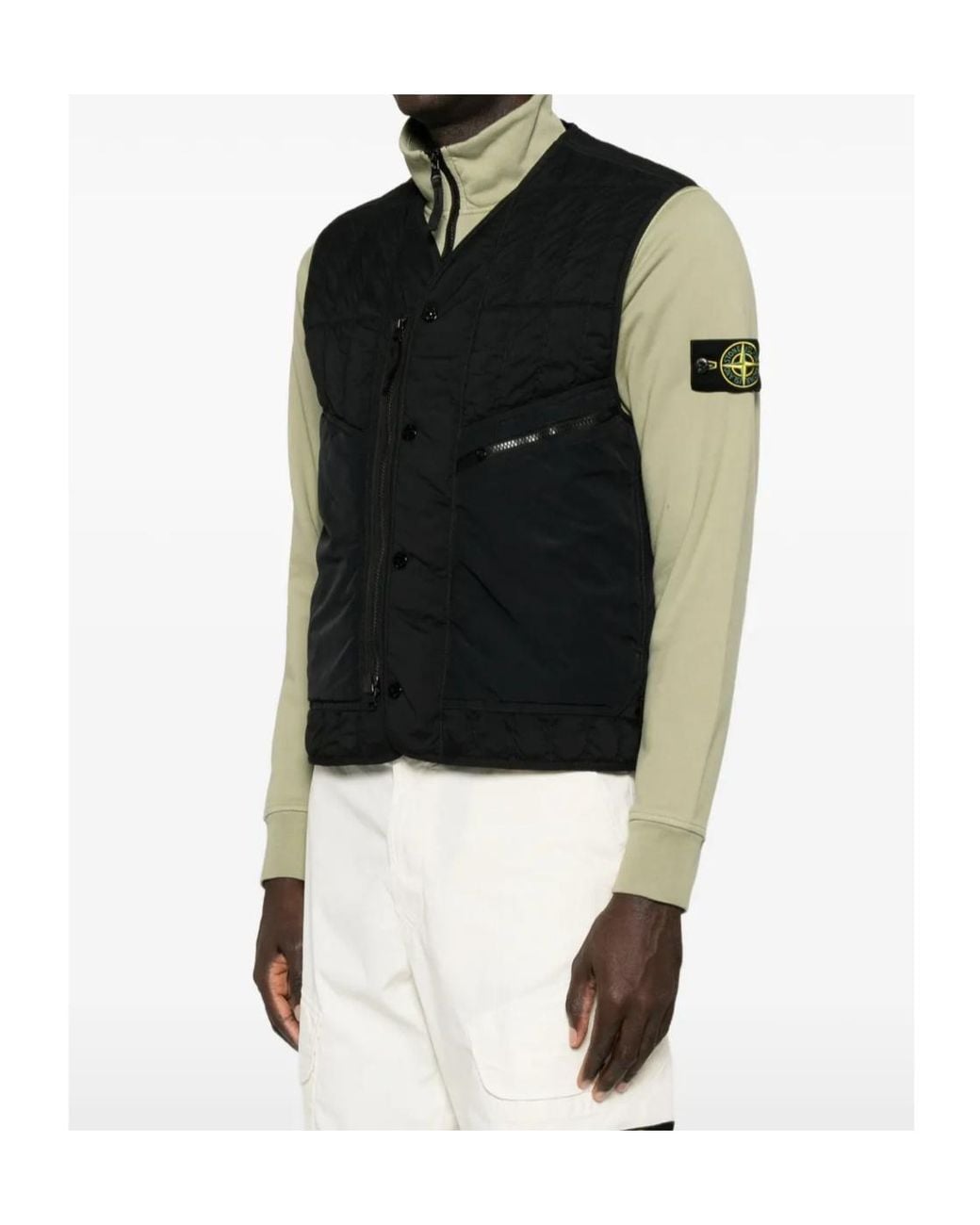 Stone Island Black V-Neck Vest for men