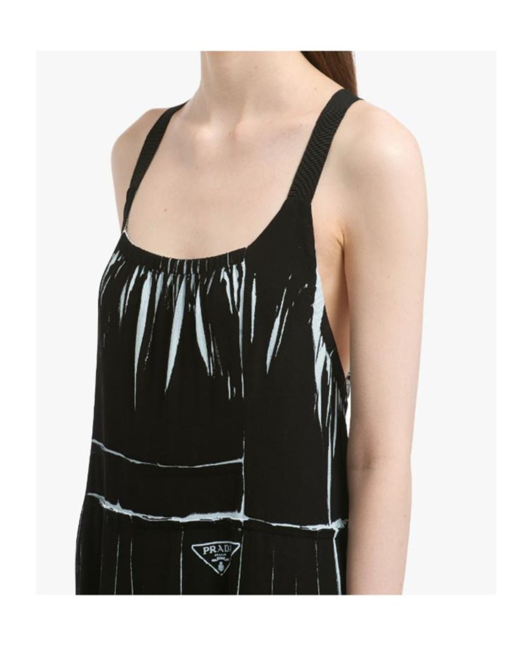 Prada Black Sleeveless Printed Sablé Dress