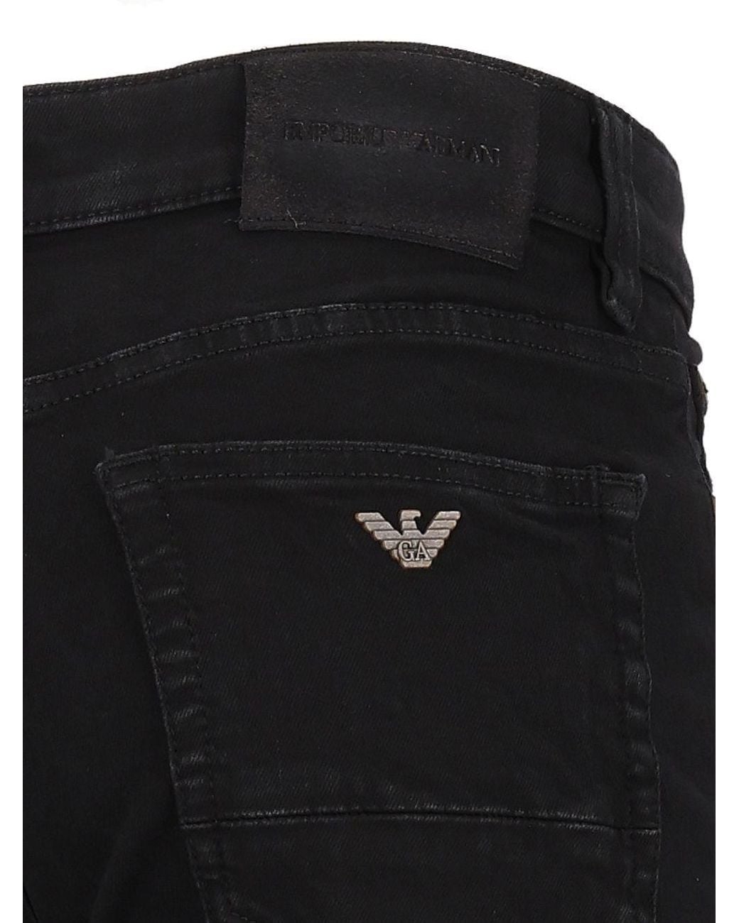 Emporio Armani Black Logo-Plaque Jeans for men