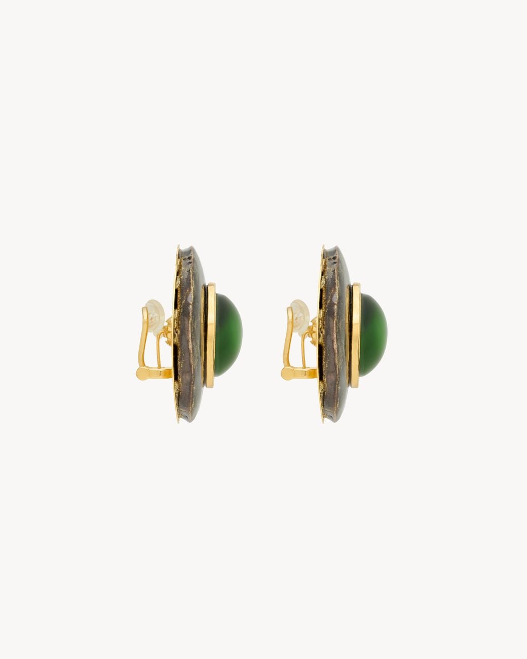 Saint Laurent Green Cabochon Earrings