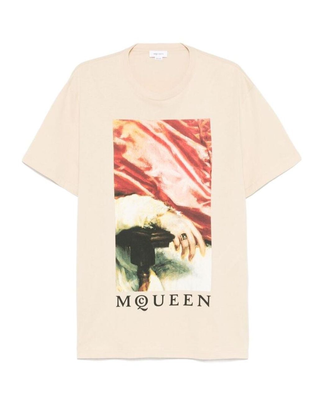 McQueen White Graphic Printed Crewneck T-Shirt for men