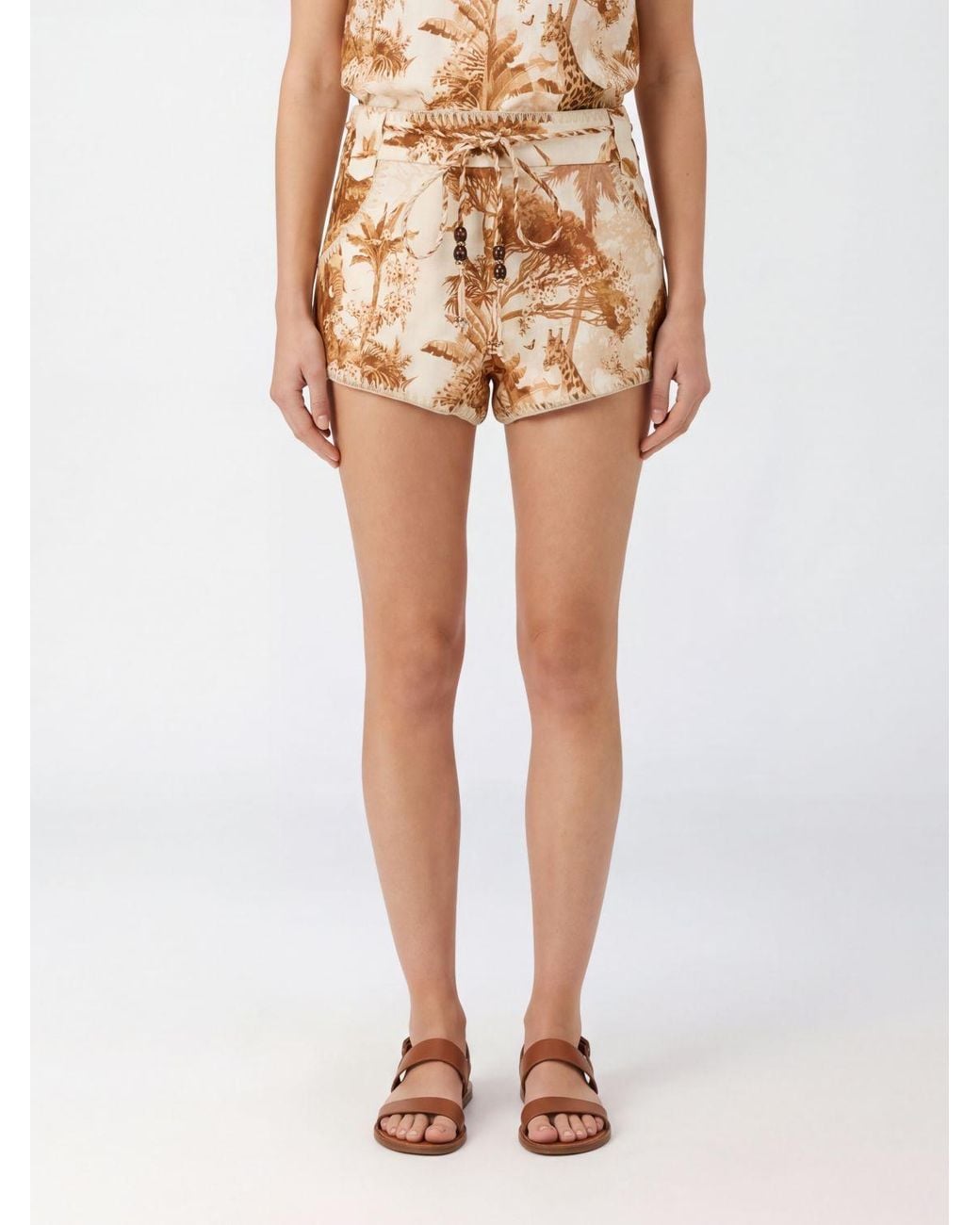 Zimmermann Natural Safari-Print Shorts