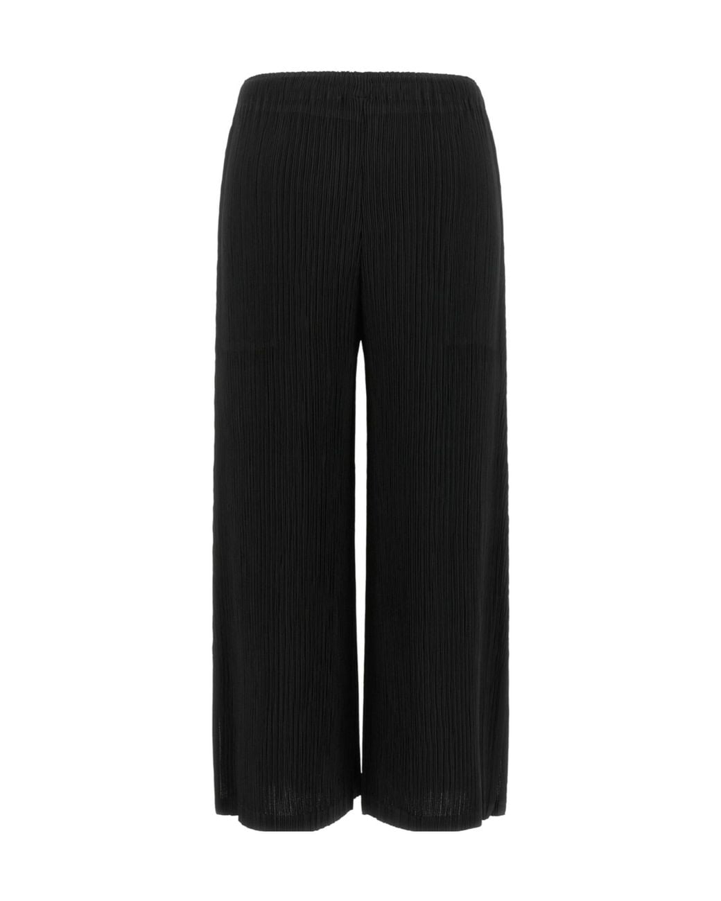 Issey Miyake Black Hatching Pleated Cropped Pants