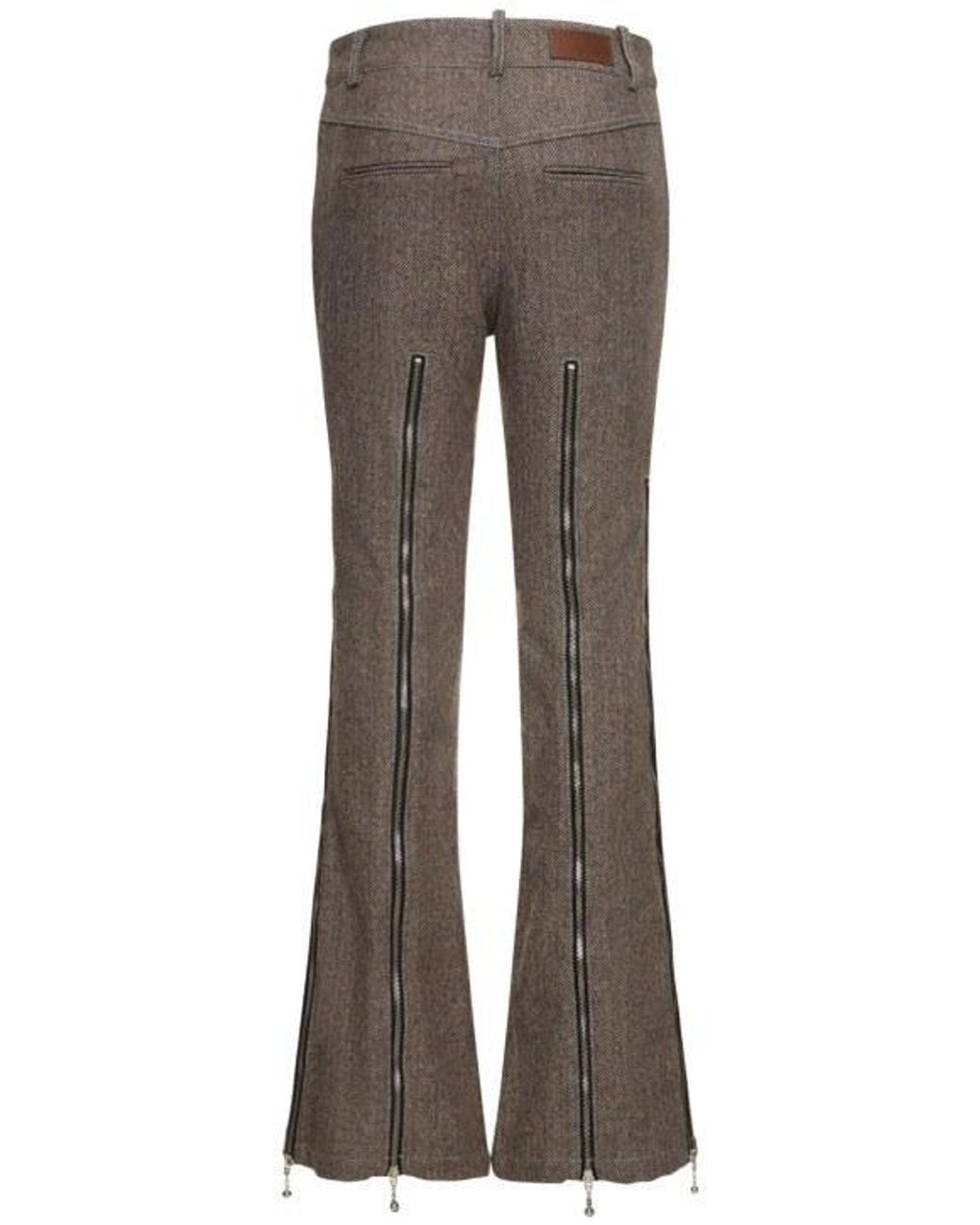 ANDERSSON BELL Gray Aika Zipper Flare Casual Pants