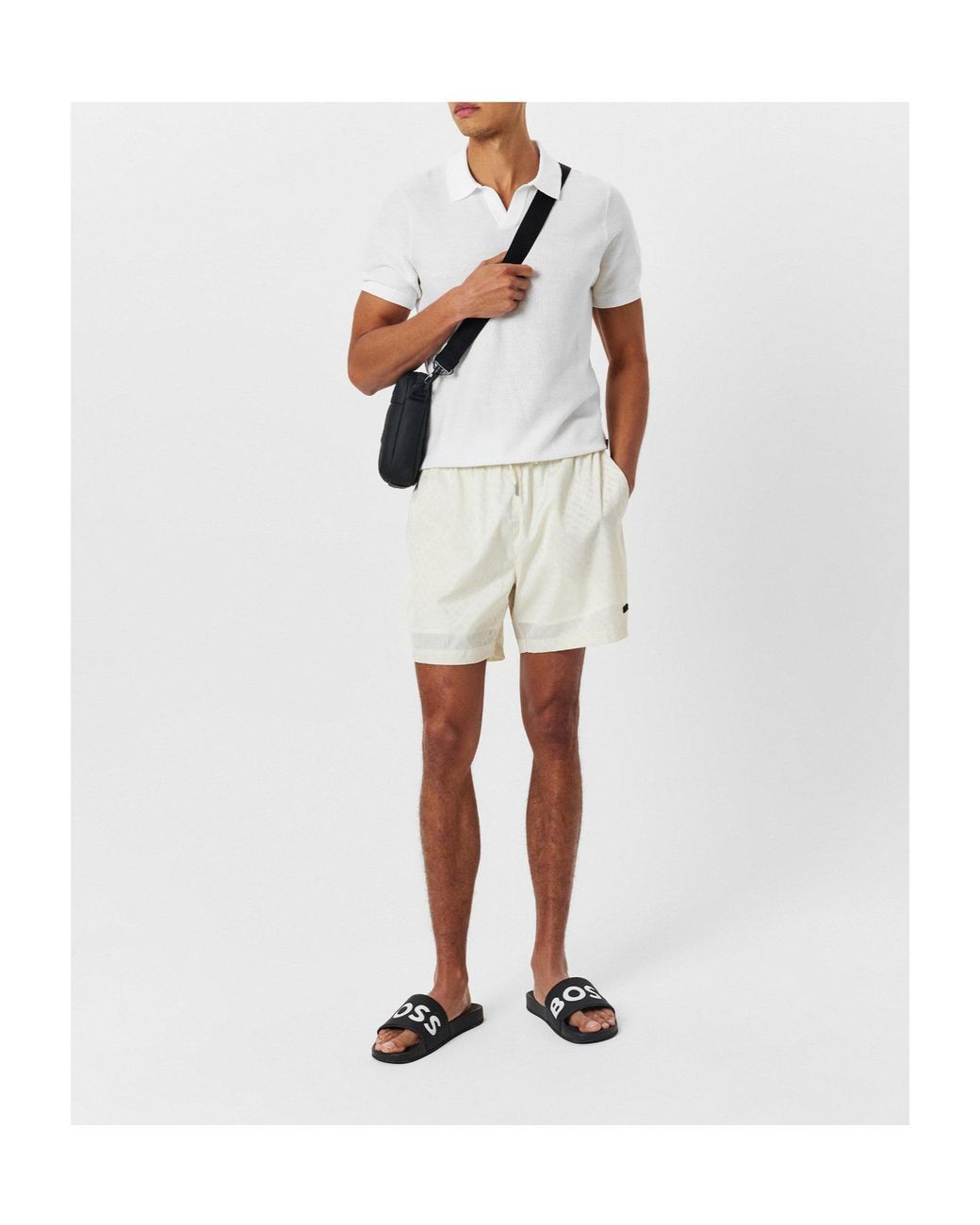 Boss White Solid Color Shorts for men