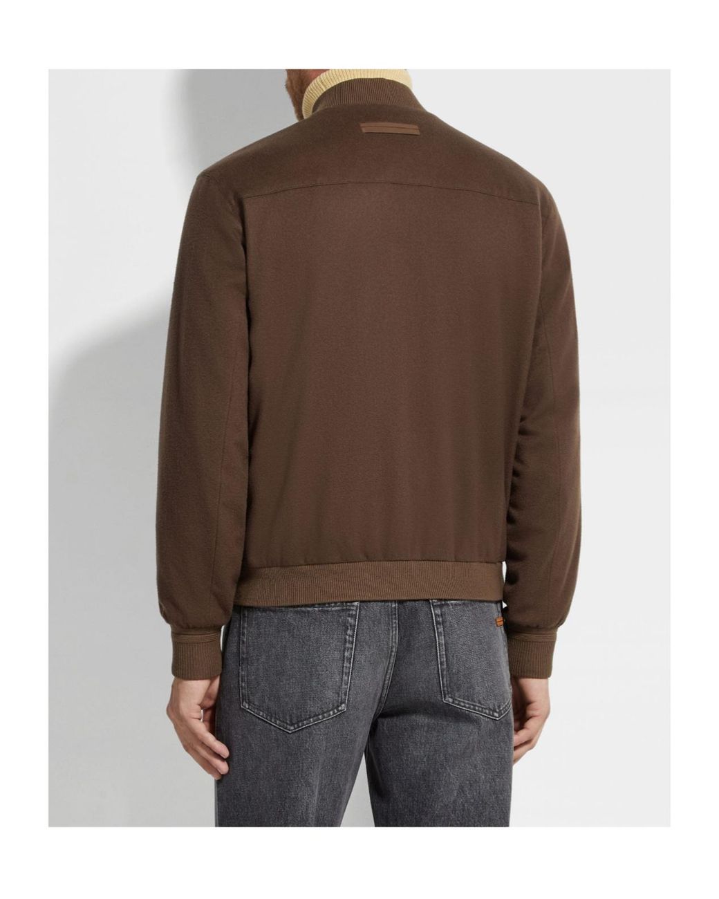 Zegna Brown Oasi-Cashmere Bomber Jacket for men