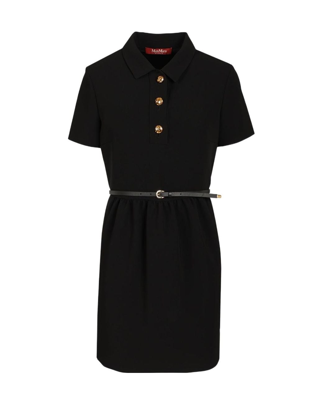 Max Mara Black Studio Mstavio Belted Dress