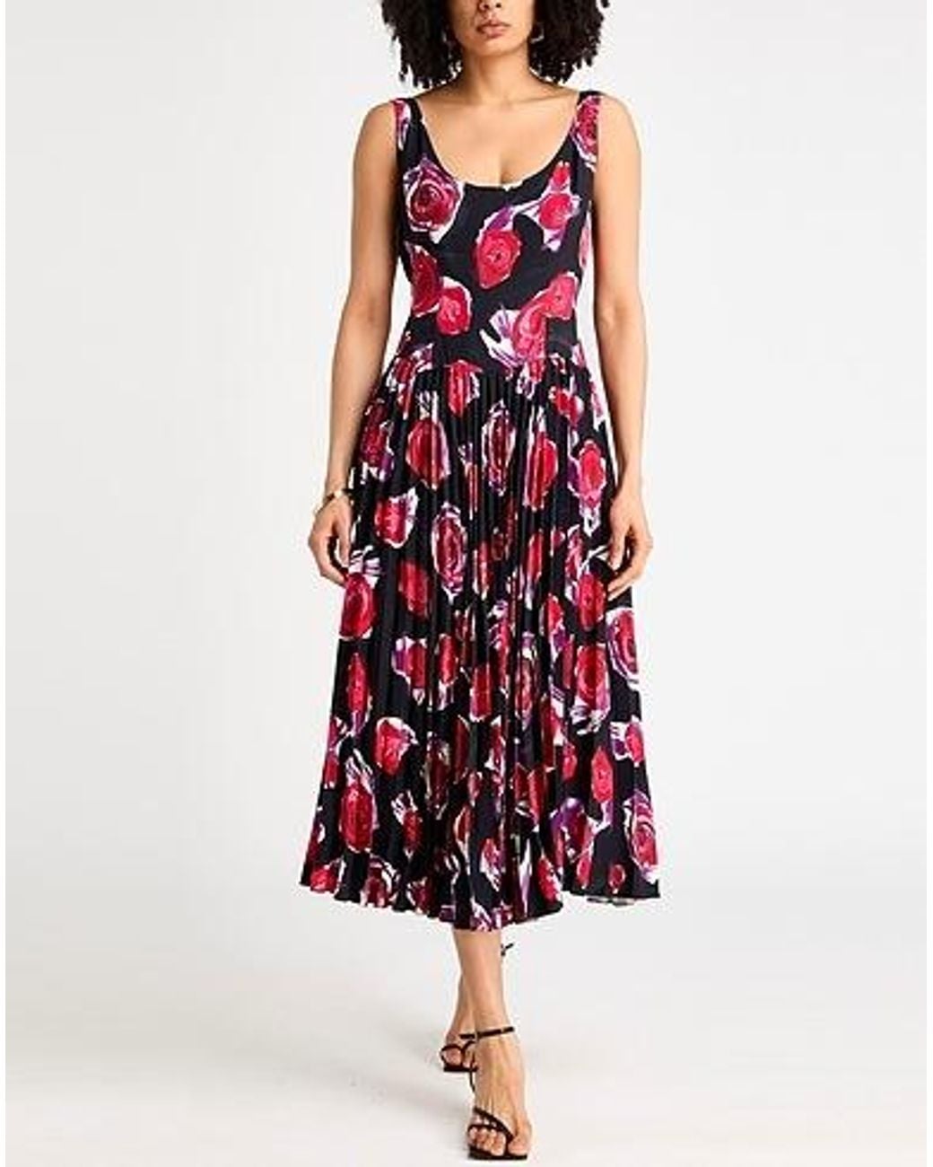 Marni Red Printed Pleated Dress