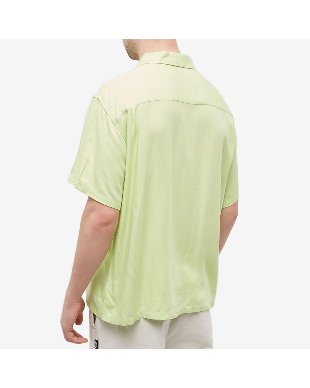 Stussy Green Contrast-Stitching Short-Sleeve Shirt for men