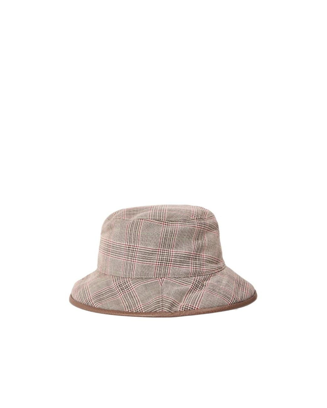 Gucci Gray Plaid Wide-Brim Bucket Hat