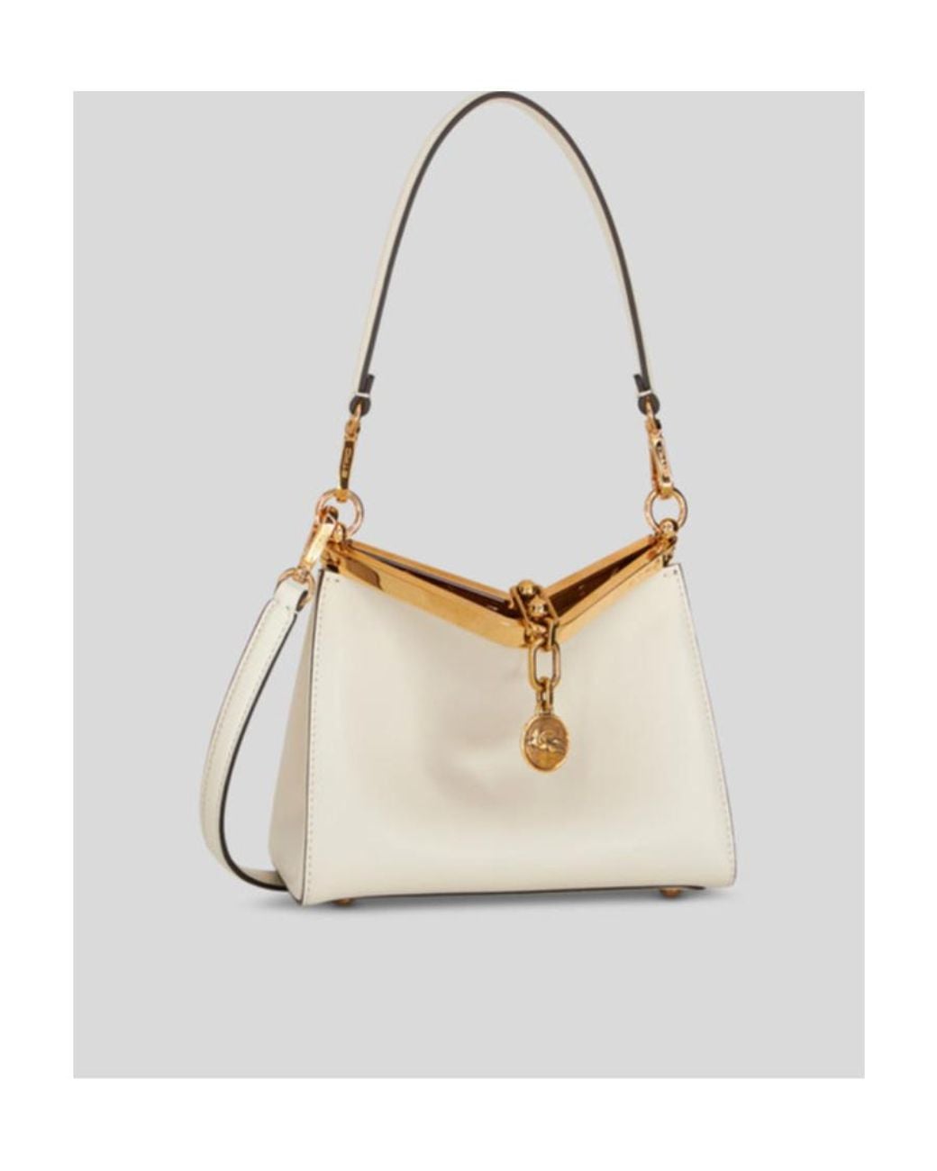 Etro White Vela Logo Charm Mini Shoulder Bag