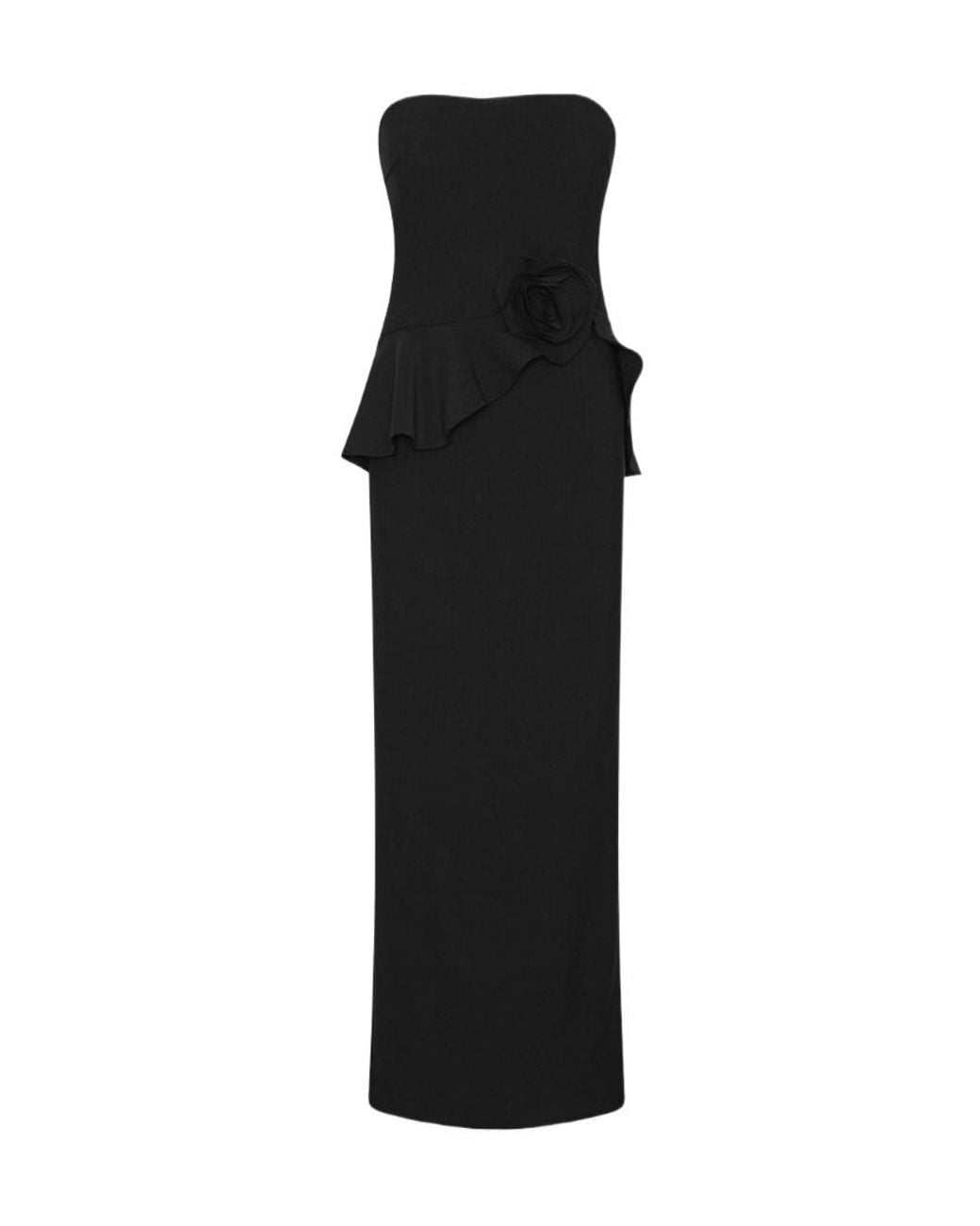 ROTATE BIRGER CHRISTENSEN Black Strapless Rose-Peplum Dress