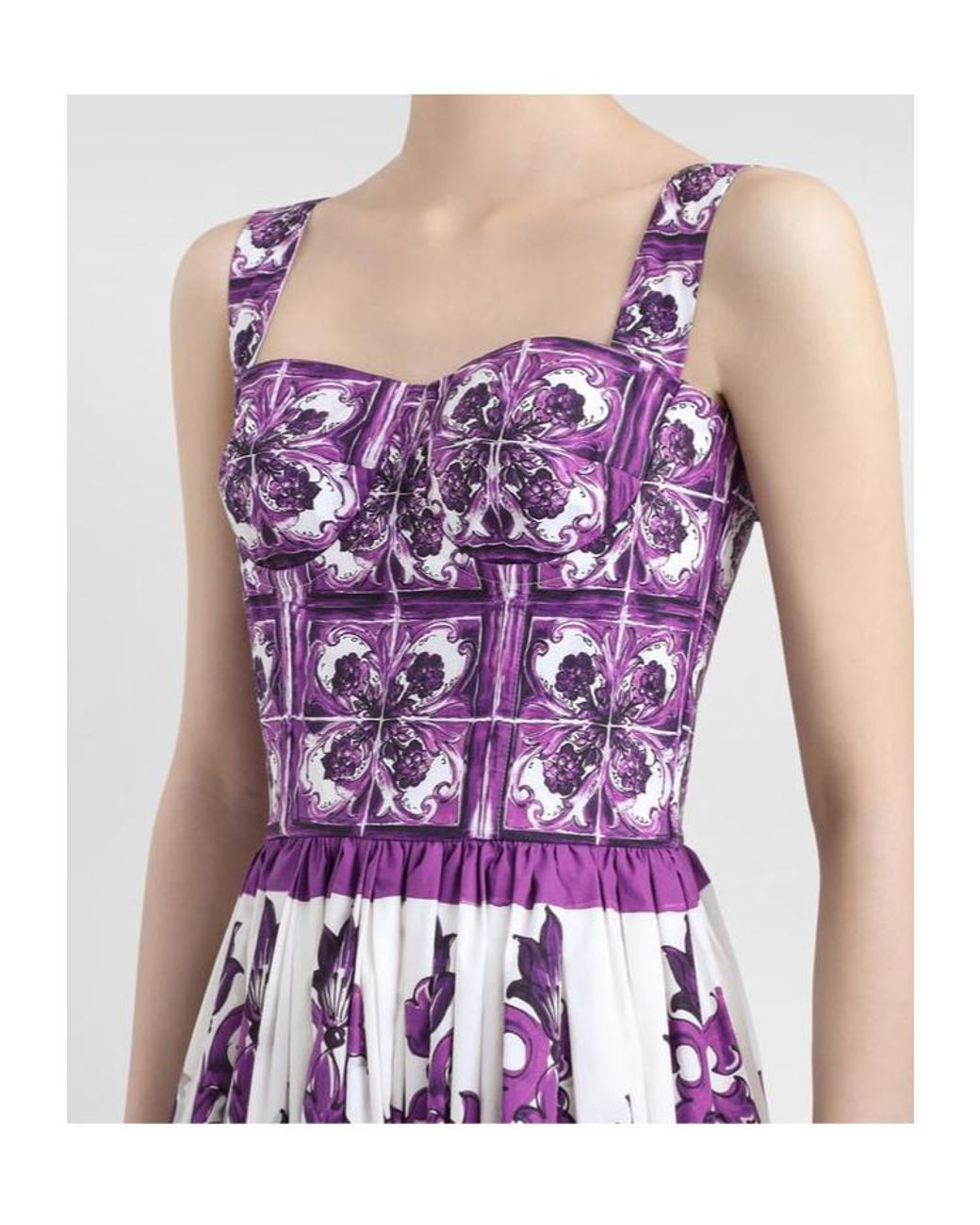 Dolce & Gabbana Purple Majolica-Printed Poplin Dress