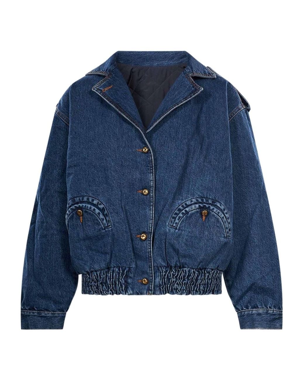 Blazé Milano Blue Blazé Milano Buttoned Elasticated Hem Denim Jacket