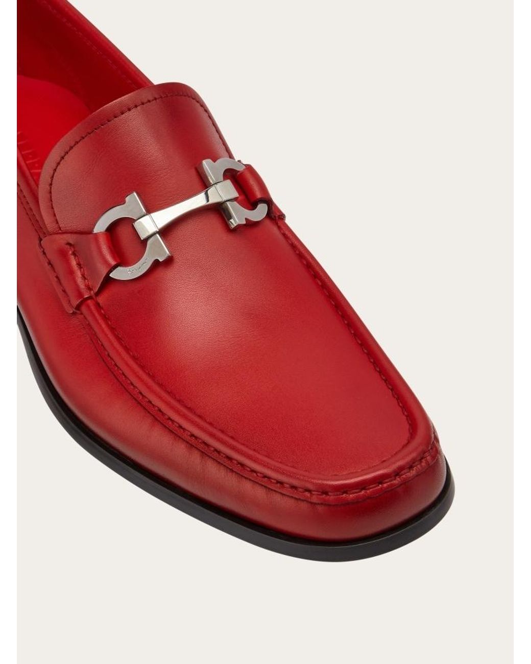Ferragamo Red Gancini Buttoned Loafers for men