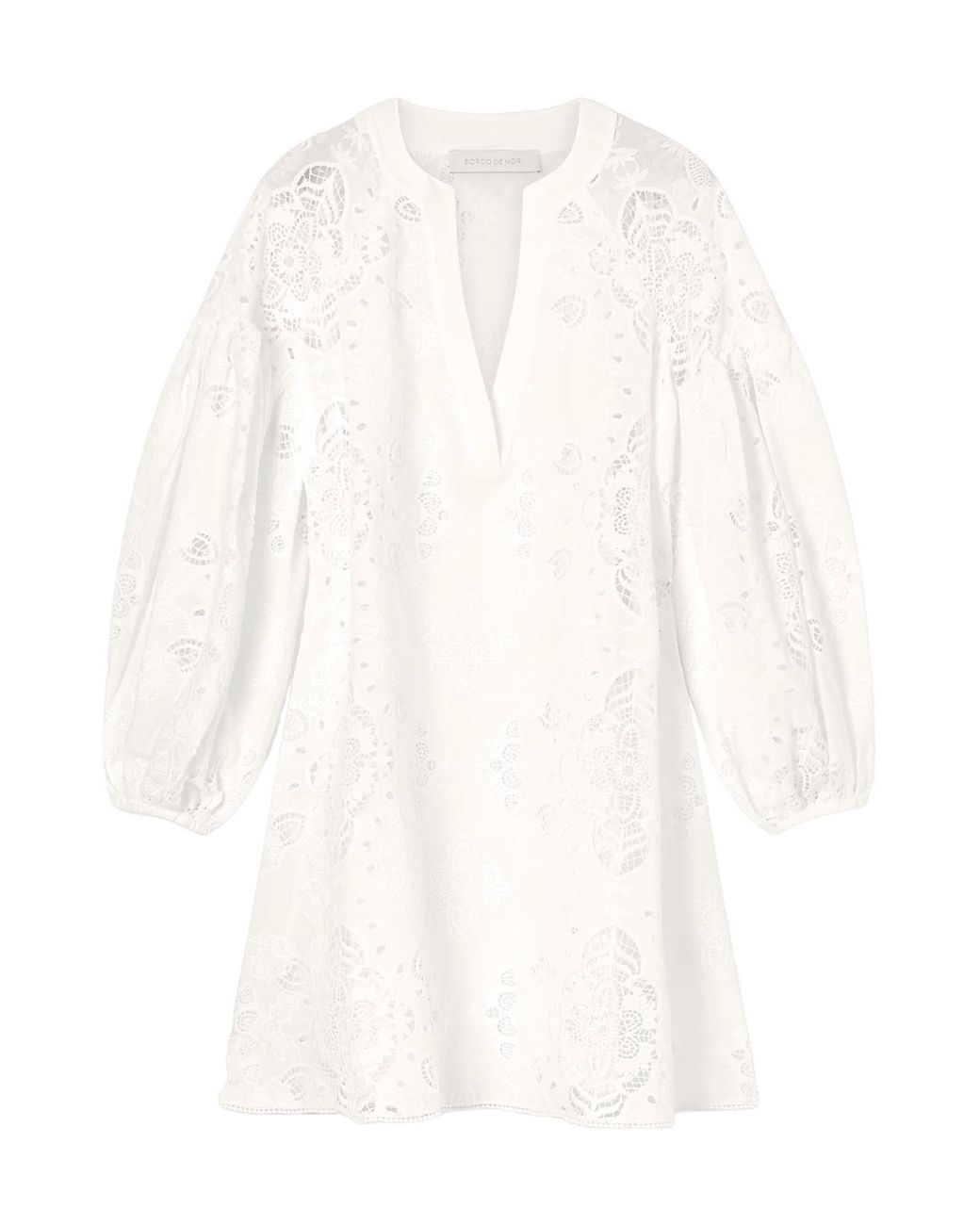 Borgo De Nor White Harlow Cotton-Blend Lace Mini Dress