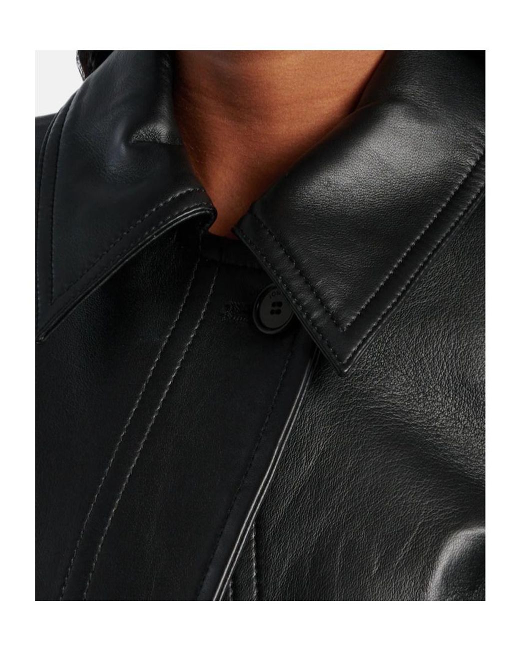 Joseph Black Caron Cropped Long-Sleeved Leather Jacket