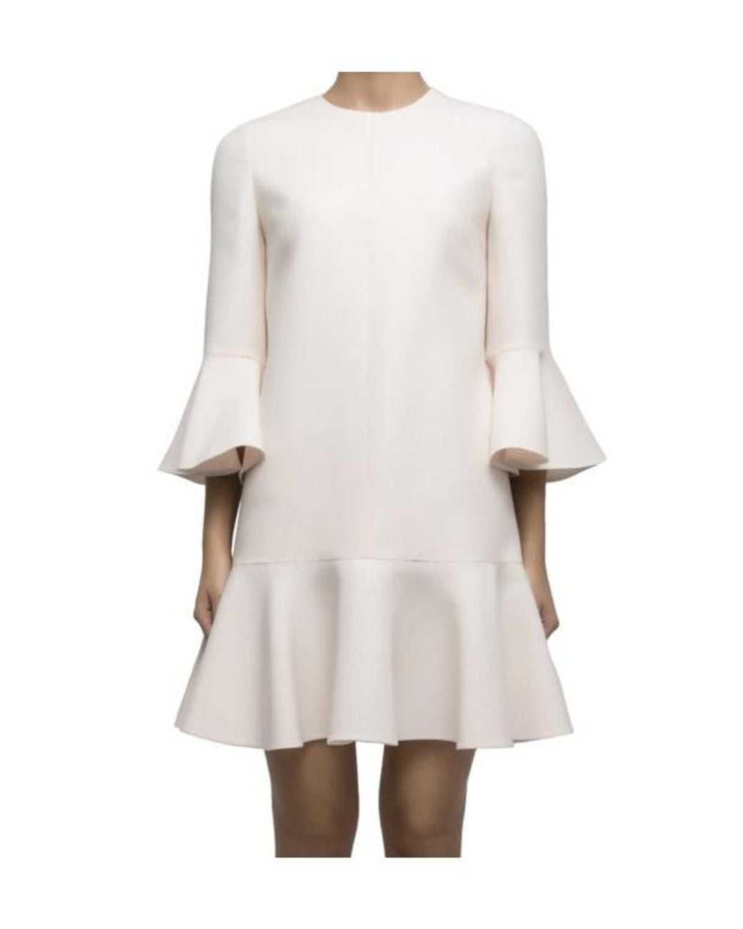 Valentino White Silk Short Dress With Frills