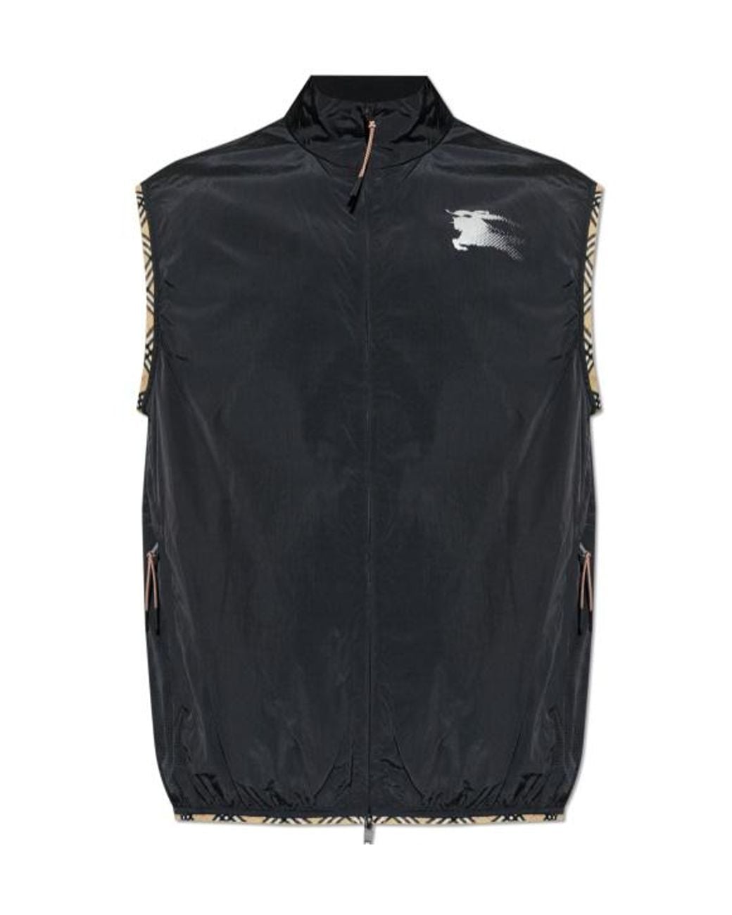 Burberry Blue Ekd Printed Checked-Trim Vest for men