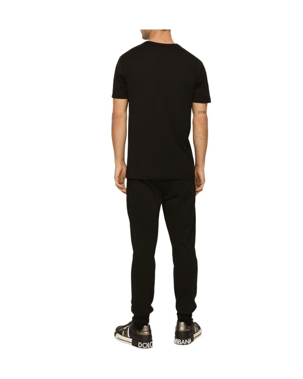 Dolce & Gabbana Black Logo Patch V-Neck T-Shirt for men