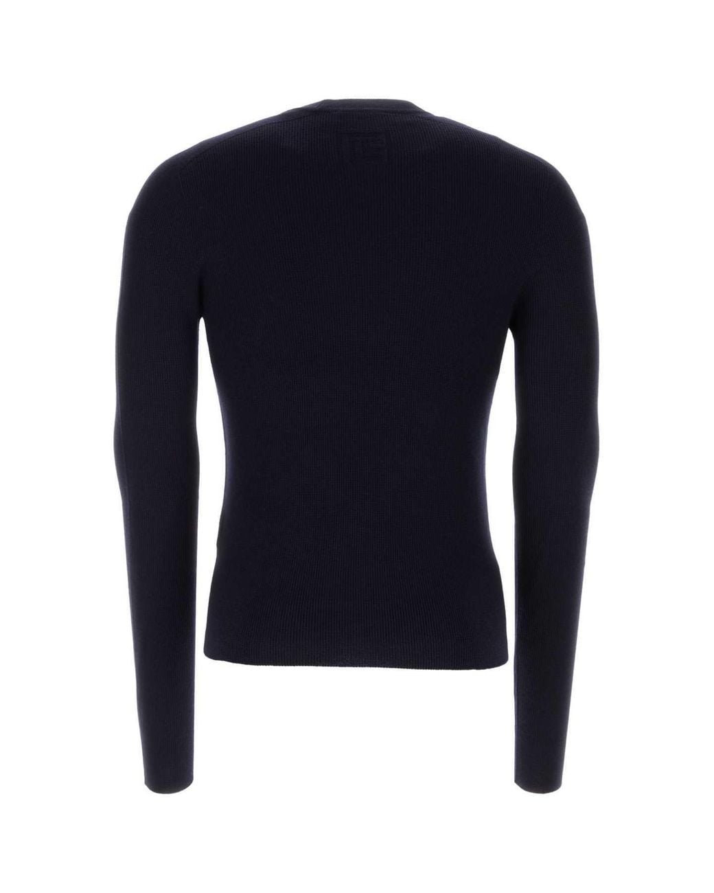 Balmain Blue Logo Patch Knitted Jumper for men