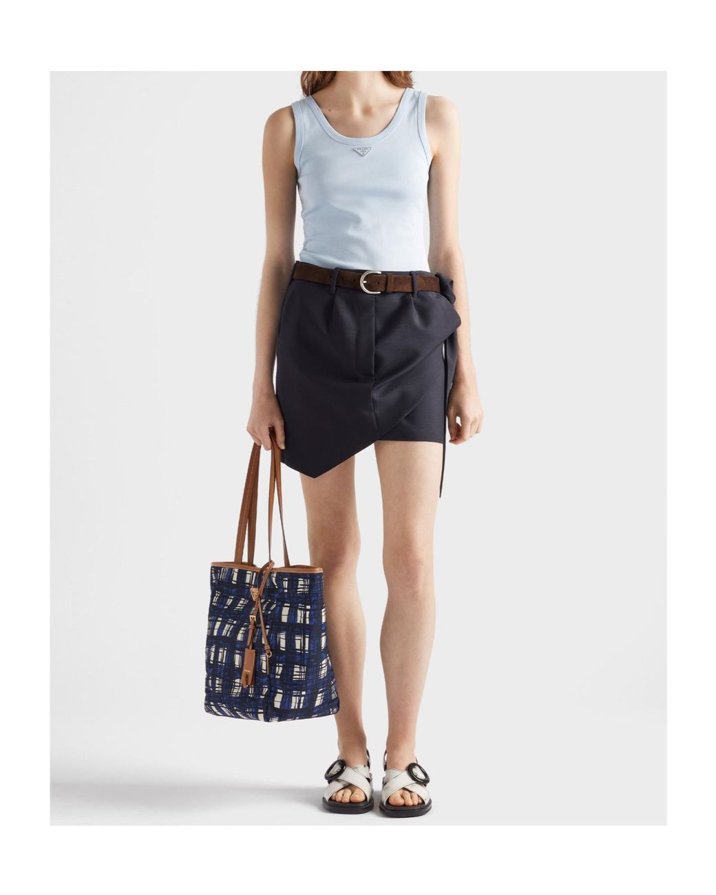 Prada Blue Ribbed Knit Top